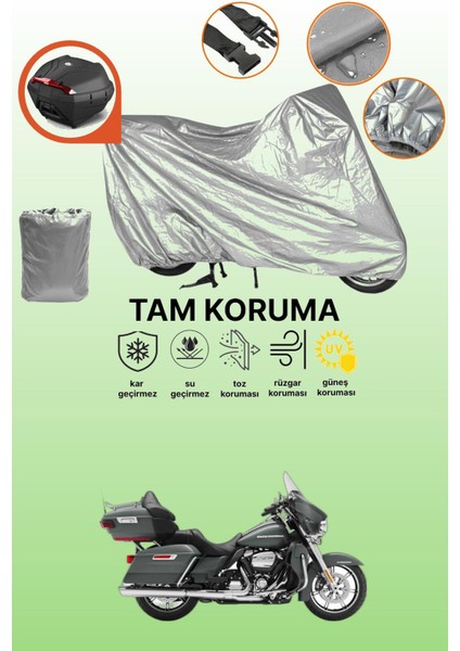 Gri Arka Çanta Uyumlu Harley-Davidson Ultra Limited Low Uyumlu Motor Brandası, Koruyucu Örtü