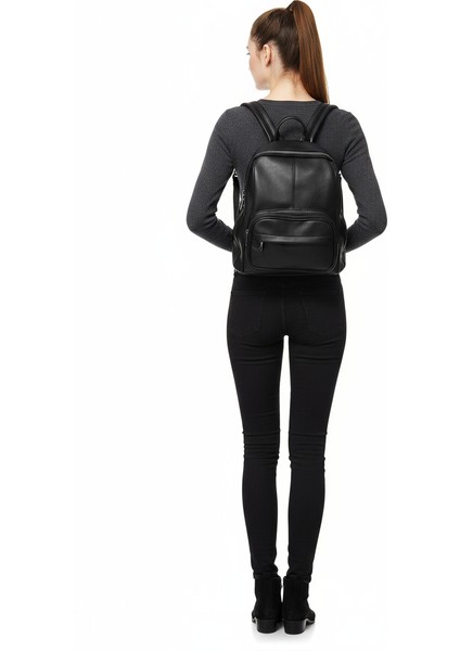 Çok Gözlü Yıkama Deri Siyah Kadın Sırt Çantası fiyatları