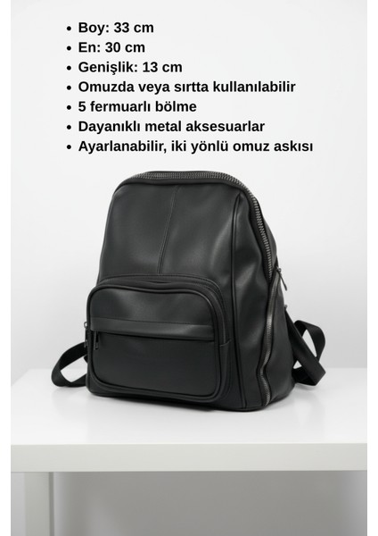 Çok Gözlü Yıkama Deri Siyah Kadın Sırt Çantası indirimleri