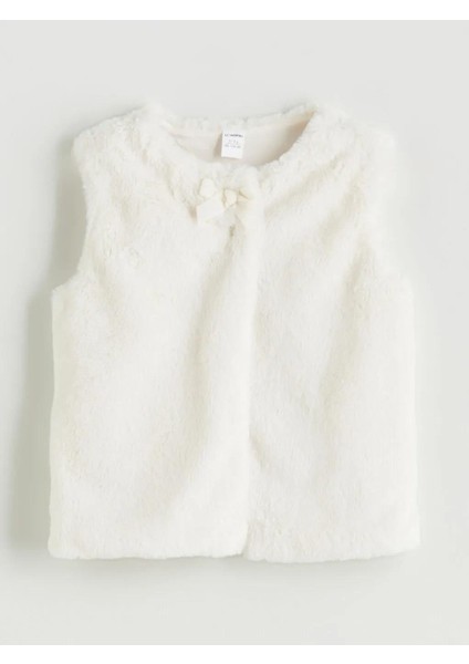 Bisiklet Yaka Suni Kürklü Kız Çocuk Yelek (W5)
