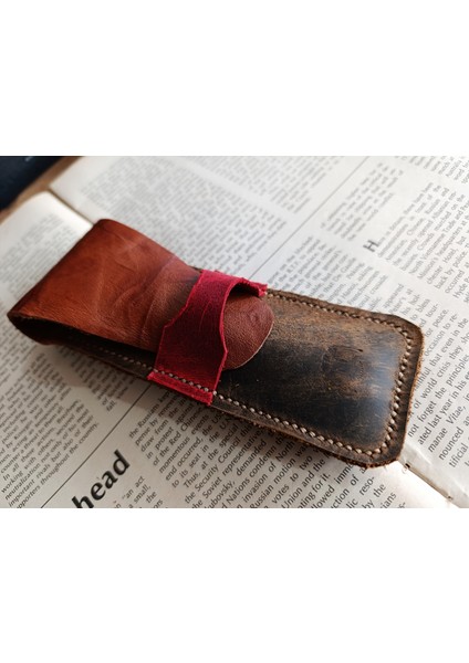 Crazy Hors Hakiki Deri El Emeği Özel Kalemleriniz Için Kalemlik Kalem Kutu 27 cm 6 cm MD19