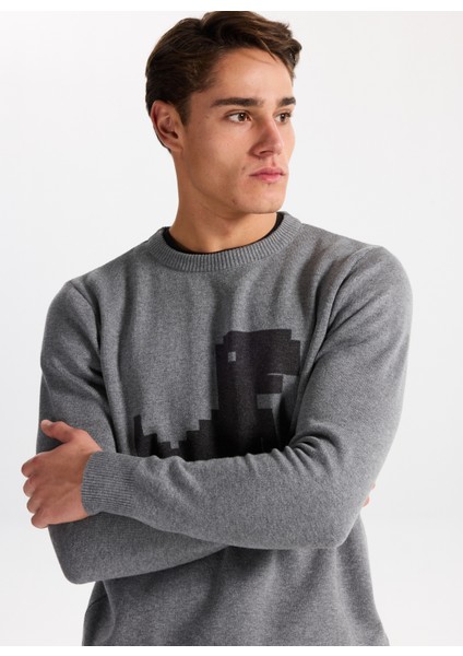 Gmg Fırenze Bisiklet Yaka Regular Fit Gri Erkek Kazak GU25MFW04014