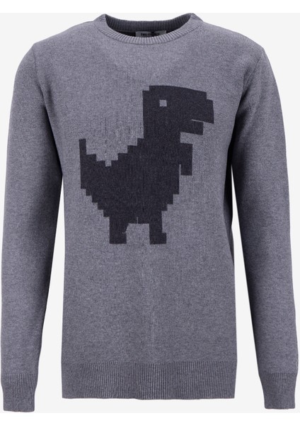 Gmg Fırenze Bisiklet Yaka Regular Fit Gri Erkek Kazak GU25MFW04014