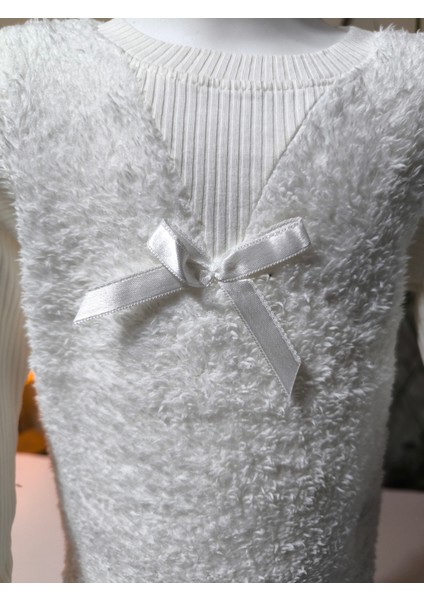 kışlık Fuzzy/peluş Gövdeli Fitilli Kollu Süveter Görünümlü Kız Çocuk Sweat Bluz modelleri