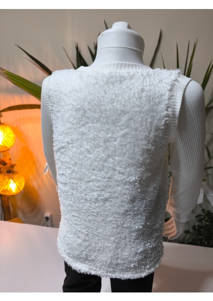 kışlık Fuzzy/peluş Gövdeli Fitilli Kollu Süveter Görünümlü Kız Çocuk Sweat Bluz indirimleri