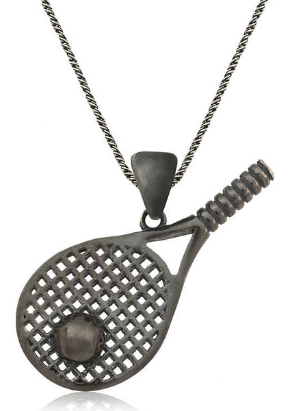 925 Ayar Gümüş Tenis Raketi Unisex Gümüş Kolye T4480 (800800)