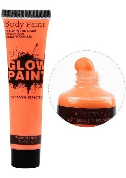Karanlıkta Parlayan Fosforlu Neonlu Glow Parti Yüz Boyası Vücut Kremi Turuncu Renk modelleri