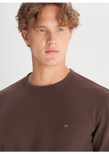 Bisiklet Yaka Koyu Kahve Erkek Sweatshırt MW242262024 Kahverengi Sweatshirt fırsatları