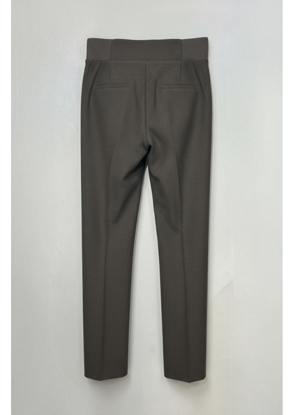 Kadın Yüksek Bel Düğme Detaylı Kumaş Pantolon Şık Günlük Model