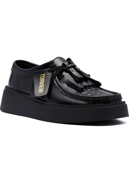 Deri Siyah Kadın Loafer Torview W modelleri