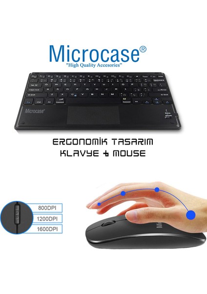 Tcl Nxtpaper 14 Inch Tablet Için Tablet Bluetooth Touchpad Klavye 28 cm (Tr Sticker) + Mouse + Stand - AL2757