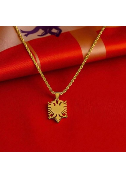 Unisex Çift Başlı Kartal Model Çelik Kolye