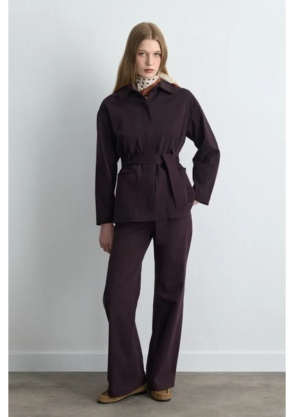 Anka Koleksiyonu Cepleri Nakışlı Kanvas Pantolon - Mürdüm fiyatları