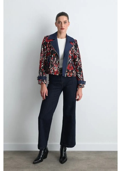 Jakar Desenli Fermuarlı Ceket - Kırmızı fırsatları