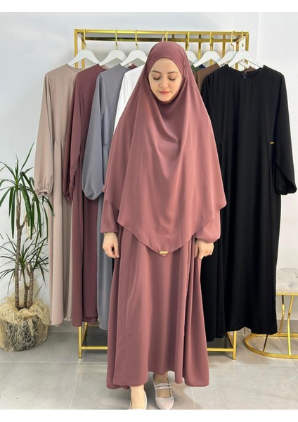 Sufle Esarplı Elbise Takım ,yandan Robalı .hac ve Umre Için Uygundur Gül Kurusu fiyatları