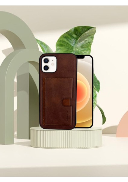 Iphone Hakiki Deri Dikişli Karlıklı Standlı Kılıf Iphone 11