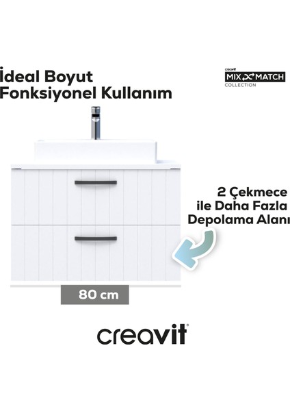 D10 80 cm Next Lavabo Dolabı Iki Çek. Beyaz Lake fiyatları