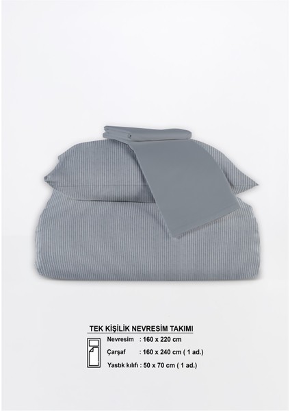 Line %100 Pamuk Ranforce Akay Lacivert Ipliği Boyalı Nevresim Takımı Tek Kişilik - 160X220 cm indirimleri