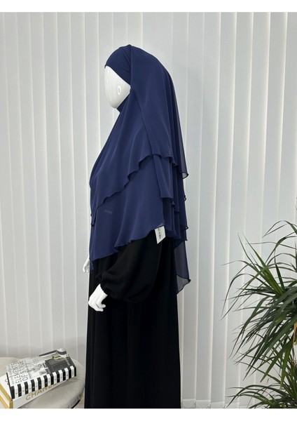 Üç Katlı Multı Sifon Sufle Eşarp ,khimar Hazır Eşarp Bağcıklı Eşarp Peçeli Indigo fiyatları