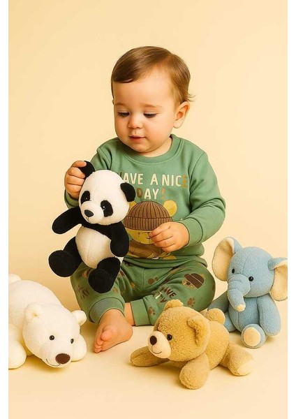 Yeşil Ayıcık 1-2-3 Yaş Çocuk Alt Üst Takım Pijama Takım fiyatları