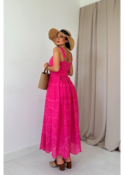 Fuşya Askılı Aparatlı Brode Elbise fırsatları