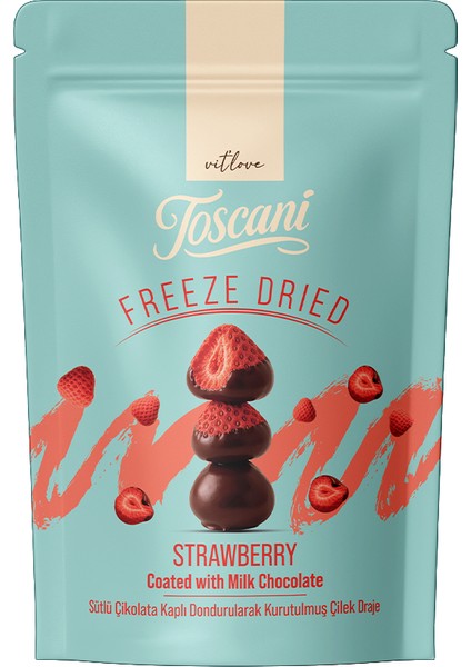 Sütlü Çikolata Kaplı Dondurularak Kurutulmuş Çilek Draje