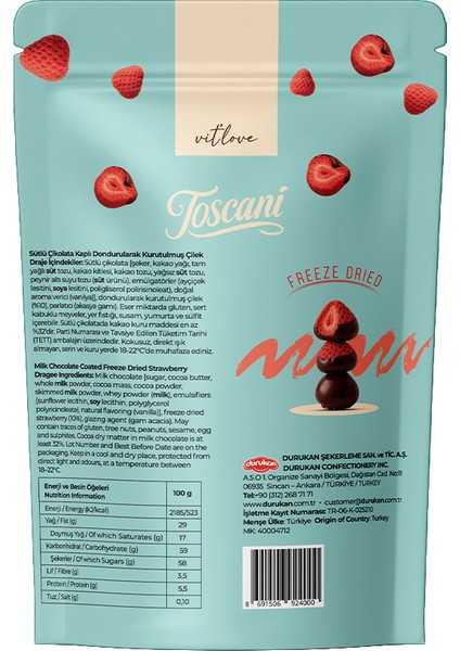 Sütlü Çikolata Kaplı Dondurularak Kurutulmuş Çilek Draje fiyatları