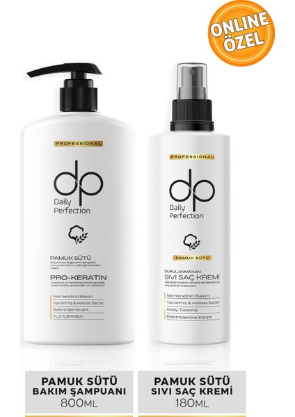 Şampuan Pamuk Sütü 800 ml & Sıvı Saç Bakım Kremi 180 ml Set