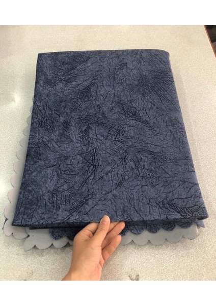 Koltuk Çekyat Örtüsü Mavi Damar Desenli Kaymaz Taban Süngerli Üst Kumaş Kadife