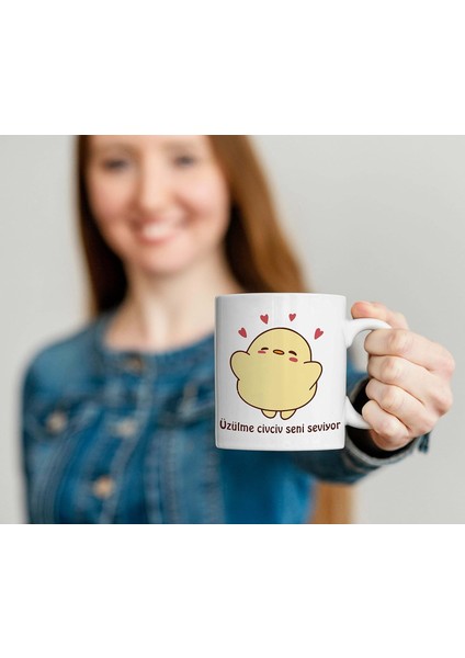 - Üzülme Civciv Seni Seviyor Baskılı Kupa Mug