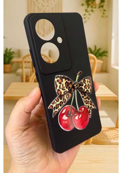 Oppo Reno 11F Uyumlu Kiraz Leopar Fiyonk Desenli Silikon Darbe Emici Rubber Kılıf fırsatları