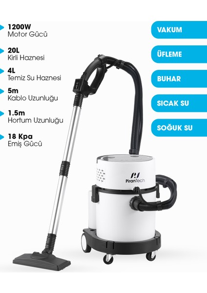 RLZ-208 4’ü 1 Arada Buharlı Temizlik Robotu | 2400W | 20L