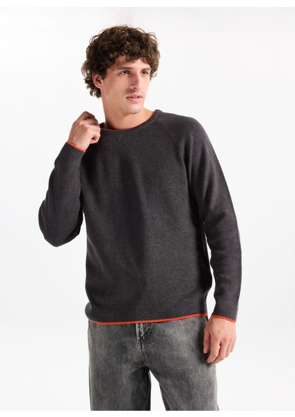 Gmg Fırenze Bisiklet Yaka Slim Fit Antrasit Erkek Kazak GU25MFW04029