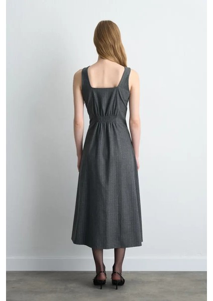 Askılı Uzun Jile Elbise - Gri indirimleri