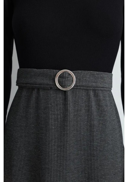 Beli Kemerli Viskon Elbise - Siyah fırsatları