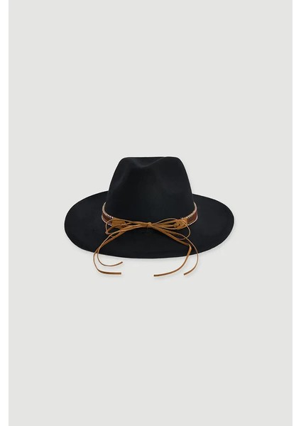 Süet Aksesuarlı Fötr Şapka - Siyah fiyatları