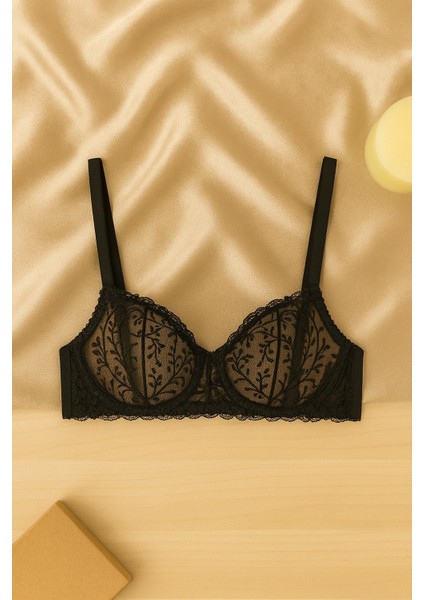 Siyah Balenli Brode Sütyen Seti fiyatları