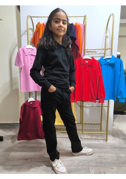 unisex Uzun Kol Polo Yaka Okul ve Günlük Ribanalı Çocuk Genç Tişört Nefes Alabilen Kumaş modelleri