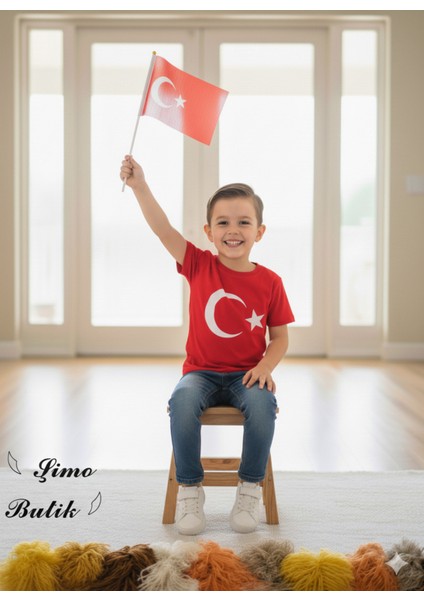 türk Bayrağı Baskılı Tişört Kırmızı Pamuklu fiyatları