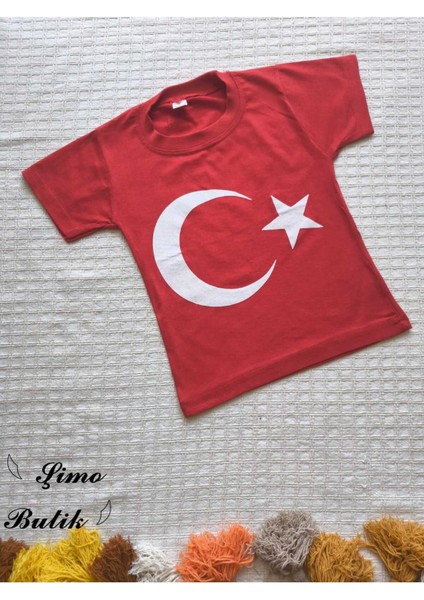 türk Bayrağı Baskılı Tişört Kırmızı Pamuklu