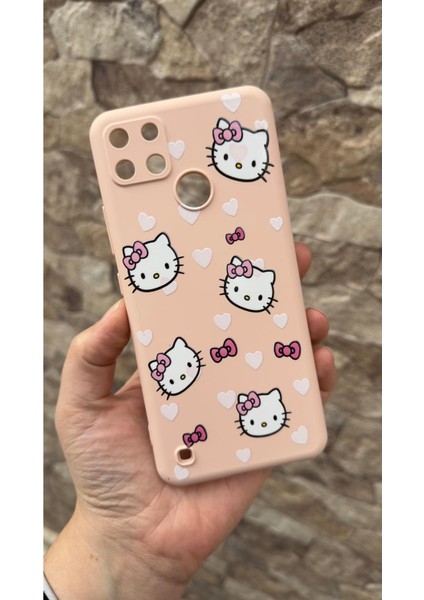 Realme C21Y ve C25Y Uyumlu Hello Kity Silikon Darbe Emici Klasik Korumalı Rubber Kılıf