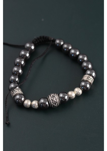 Doğal Taş X Model Antrasit Renk Asansörlü Erkek Bileklik fiyatları