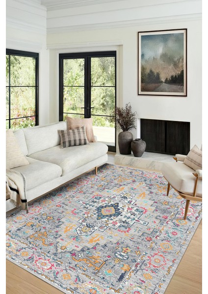 Yeni Desen Yıkanabilir Kaymaz Tabanlı Bohem Tarz Dijital Baskı Salon Halısı, Yumuşak Dokulu Lüks Halı Modeli ve 40 x 60 Gri Renk Dikdörtgen Halı modelleri