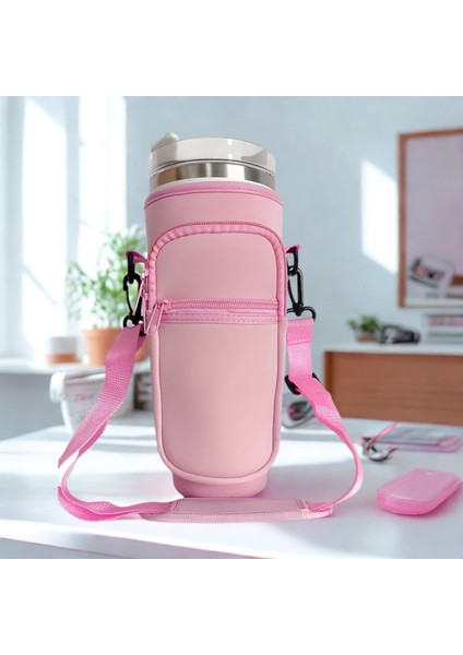 Stanley Quencher Pipetli 1.18 Lt Termos Kılıfı Omuz Askılı Termos Çanta Fermuarlı Cepli Kılıf Çanta