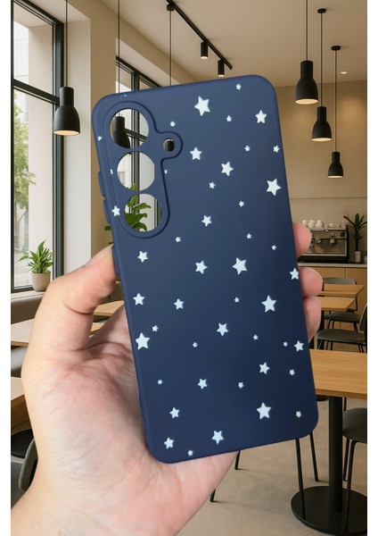 Samsung Galaxy M34 - Minimal Yıldız Desenli Silikon Darbe Emici Klasik Korumalı Rubber Kılıf
