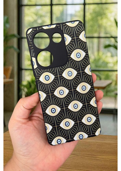 Tecno Camon 20 Pro Uyumlu Evıl Eye Desenli Silikon Darbe Emici Klasik Korumalı Rubber Kılıf