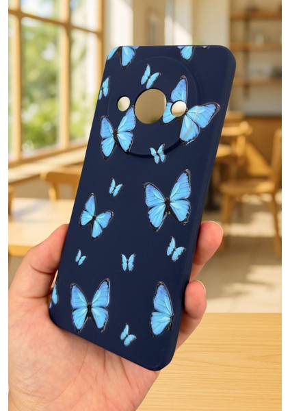 Xiaomi Redmi A3 Uyumlu Mavi Kelebek Desenli Silikon Darbe Emici Klasik Korumalı Rubber Kılıf fırsatları