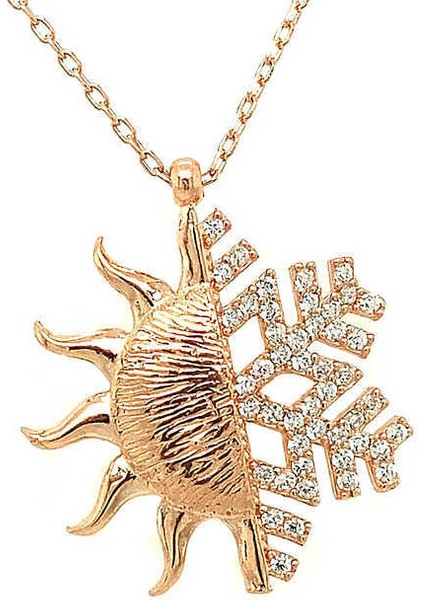 Gümüş Rose Güneş Kartanesi Bayan Kolye