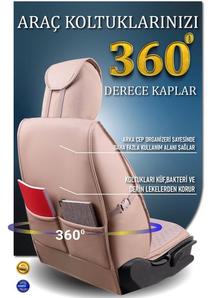 Dodge Caliber Deri Oto Koltuk Kılıfı Ön Arka Set Plus Serisi Bej Scr