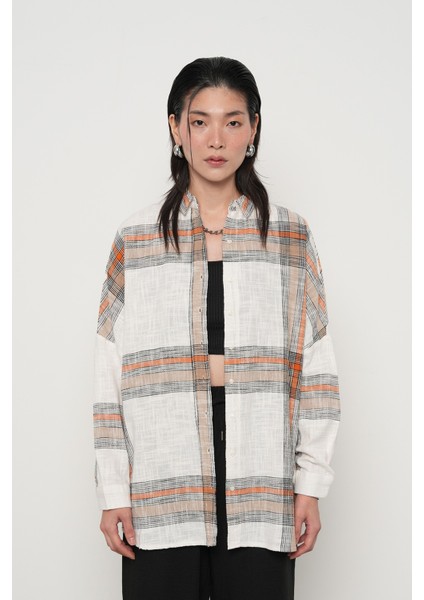 Kadın Büyük Ekose Desenli Oversize Gömlek